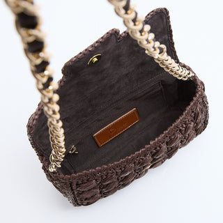 ELLA - BORSA IN RAFIA CIOCCOLATO